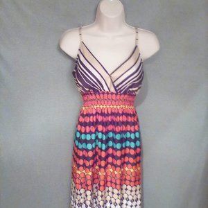 "BEAUTIFUL MULTI-COLORS ORANGE/BROWN MAXI DRESS,EXCELLENT CONDITION!"